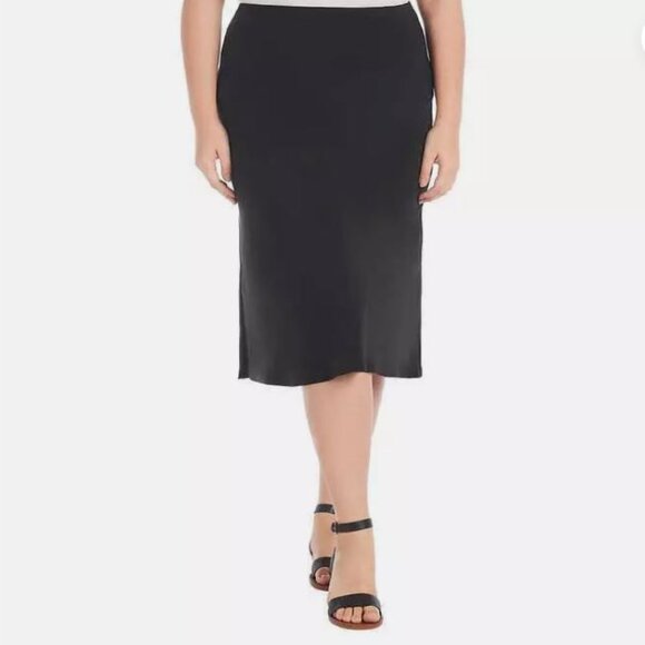Hilary Radley Womens Pull-on Slip Skirt Black - Picture 1 of 3